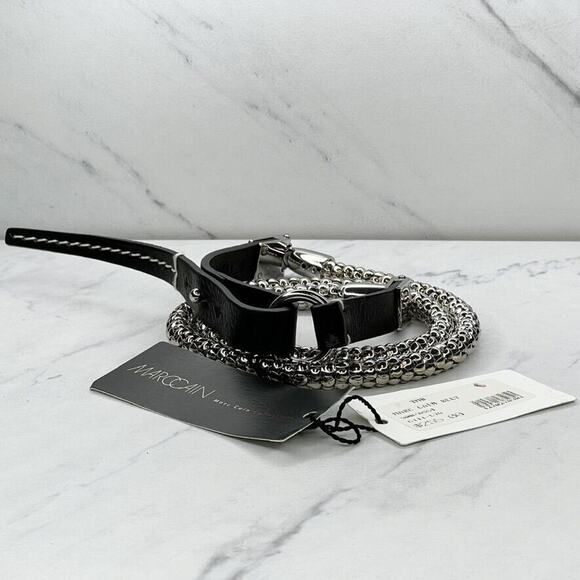 Marc Cain Black Leather Silver Chain Belt NWT ✨ main image 11